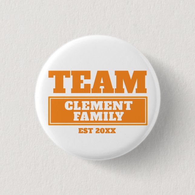 Team orange personalized family or team button (Front)