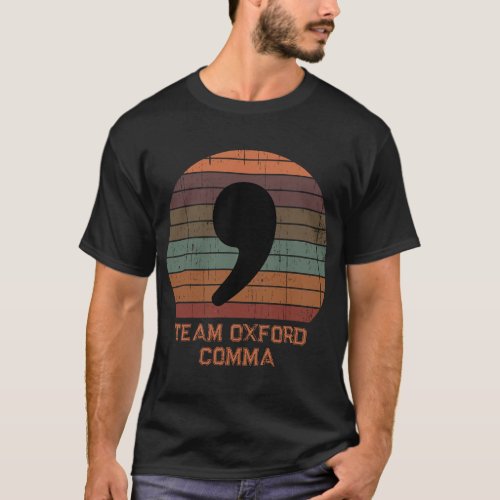 Team Oxford Comma Sweat Retro Circle Fun Grammar P T_Shirt