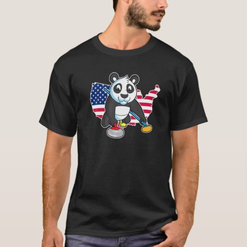 Team Panda Bear Curling Usa America Kids Boys Girl T_Shirt