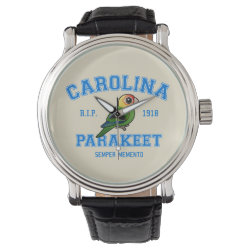 Team Parakeet Men's Vintage Black Leather Strap Watch