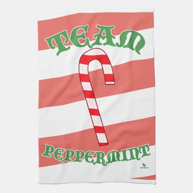 Team Peppermint Funny Christmas Mint Joy Kitchen Towel (Vertical)