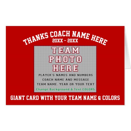 Team Photo, All Player's Names GIANT Coach Cards | Zazzle.com