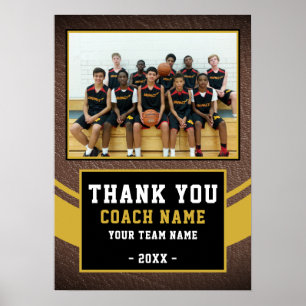 Team Photo Basketball Coach Thank You Poster