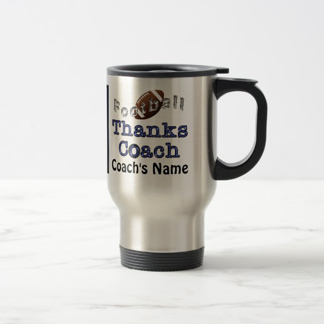 TEAM PHOTO, NAME, YEAR, Football Coach Gifts Travel Mug (Right)
