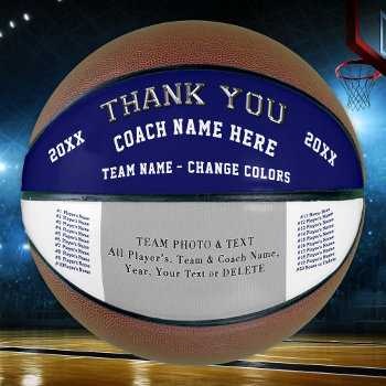 Team Photo  Player's Names Basketball Coach Gifts by LittleLindaPinda at Zazzle