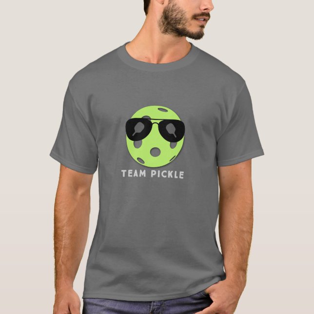 TEAM PICKLE (green ball with sunglasses) T-Shirt (Front)