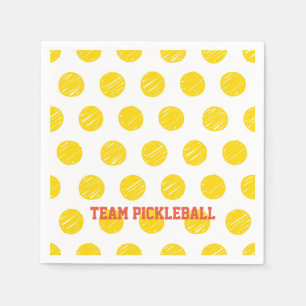 Team Pickleball Orange Yellow Balls White Sports  Napkins