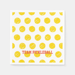 Team Pickleball Orange Yellow Balls White Sports  Napkins