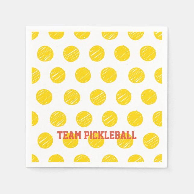 Team Pickleball Orange Yellow Balls White Sports  Napkins (Front)