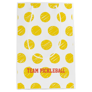 Team Pickleball White Orange Yellow Balls Sports Medium Gift Bag