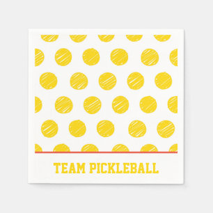 Team Pickleball Yellow Balls White Orange Sports  Napkins
