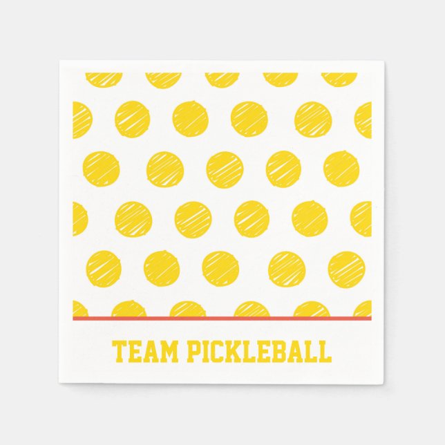 Team Pickleball Yellow Balls White Orange Sports  Napkins (Front)