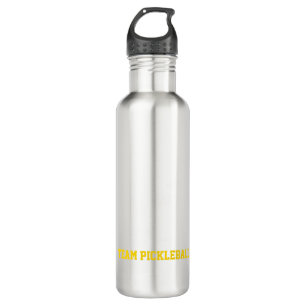 Team Pickleball Yellow Text Game Sports Fun Stainless Steel Water Bottle
