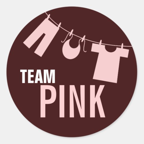 Team Pink Baby Clothes Gender Reveal Team Sticker