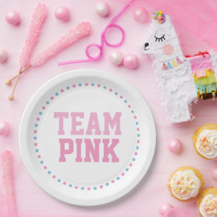 Team Pink Baby Gender Reveal Party Plates