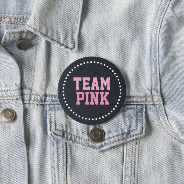 Team Pink Chalkboard Baby Gender Reveal Button (In Situ)