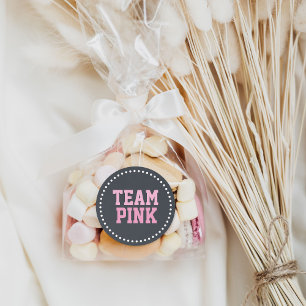 Team Pink Chalkboard Baby Gender Reveal Classic Round Sticker