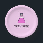 Team Pink Gender Reveal Science Beaker Paper Plates<br><div class="desc">Gender Reveal Science Beaker with Hearts Baby Shower Plates

Great for gender reveal party.

Team Pink

Nerdy and fun!
Pink Version</div>