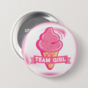 Team Pink Ice Cream Gender Reveal Button