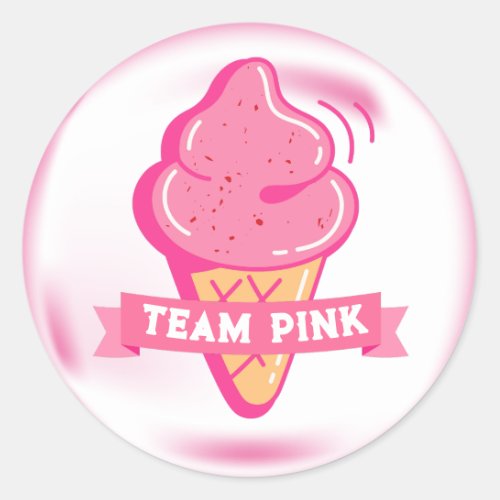 Team Pink Ice Cream Gender Reveal Favor Classic Round Sticker