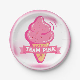 Team Pink Ice Cream Gender Reveal Paper Plates
