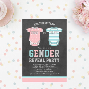 Team Pink or Blue Chalkboard Gender Reveal Invitation