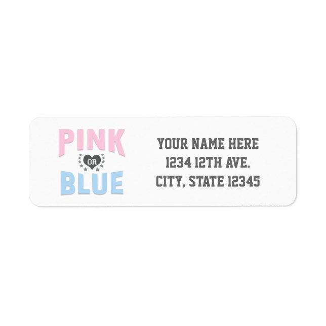 Team PINK or BLUE Gender Reveal Baby Shower Label (Front)
