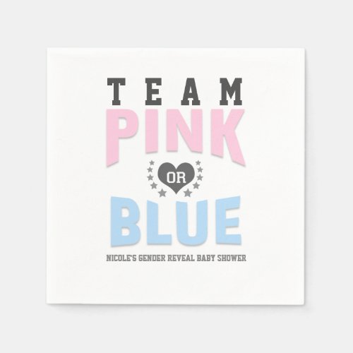 Team PINK or BLUE Gender Reveal Baby Shower Paper Napkins