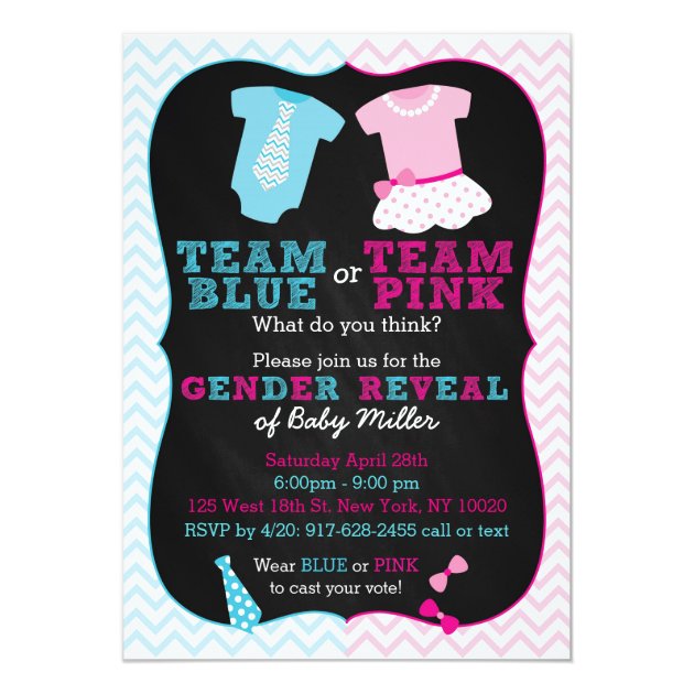 Team Pink Or Blue Gender Reveal Invitations