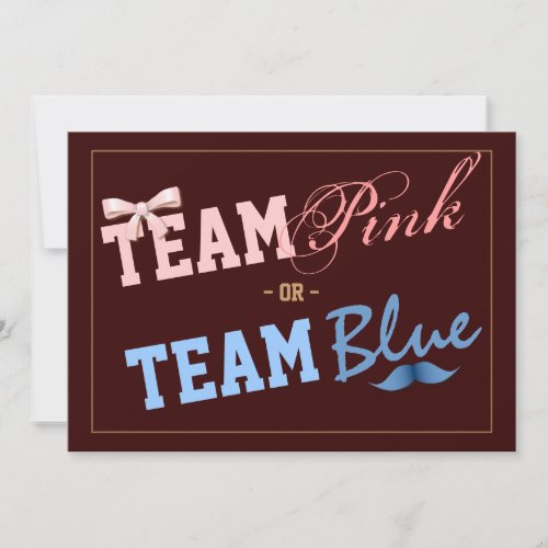 Team Pink or Team Blue Baby Gender Reveal Party Announcements