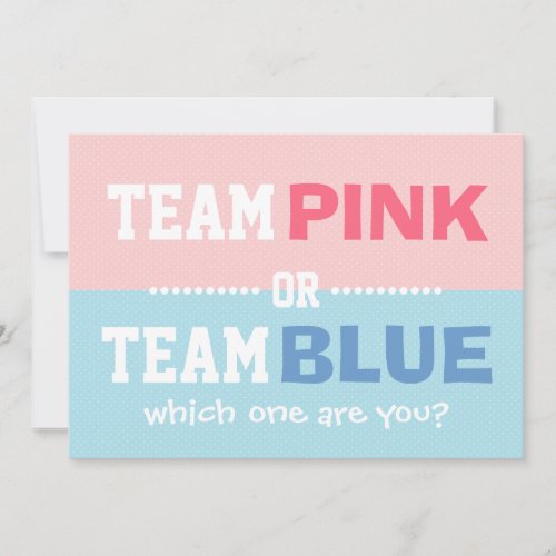 Team Pink or Team Blue Baby Gender Reveal Party Custom Announcements