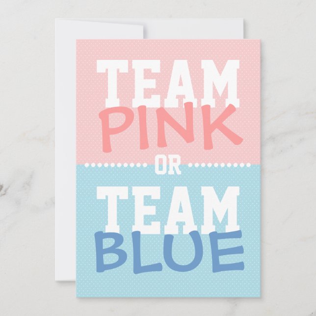 Team Pink or Team Blue Baby Gender Reveal Party Invitation (Front)