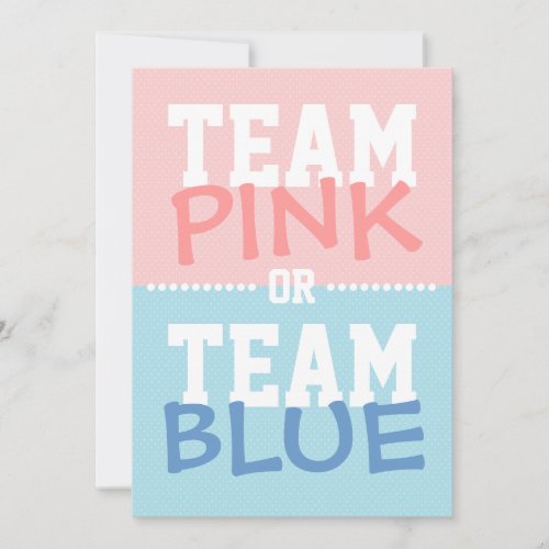 Team Pink or Team Blue Baby Gender Reveal Party Custom Invite