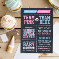 Team Pink or Team Blue Chalkboard Gender Reveal
