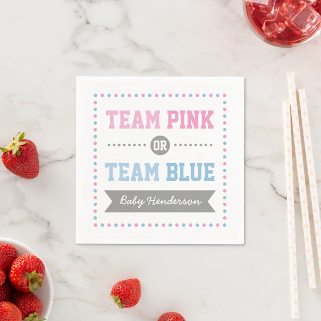Team Pink or Team Blue Personalized Party Napkins (Insitu)