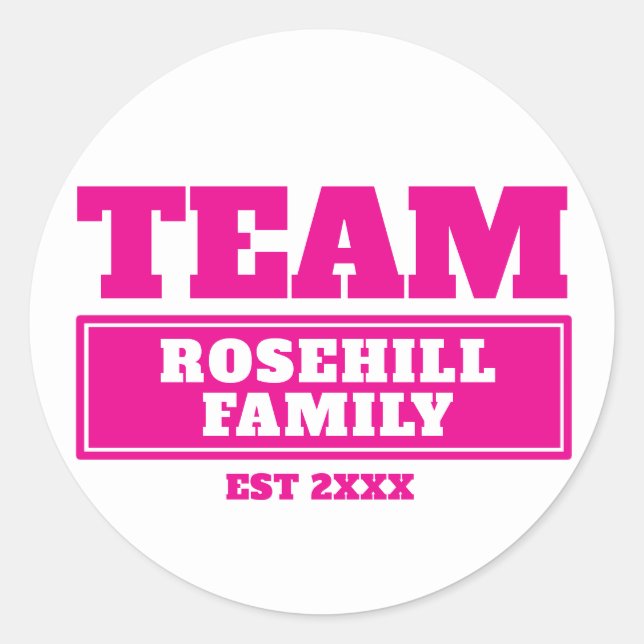 Team pink personalized family or team stickers (Front)