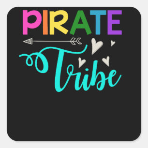 Team Pirate Teacher Tribe Back To School Square Sticker