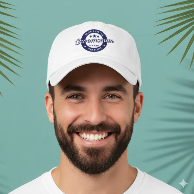 Team Player Groomsman Custom Date Blue 47 Brand Hat (Groomsman Drafted for Life Blue Crest ’47 Brand Hat)