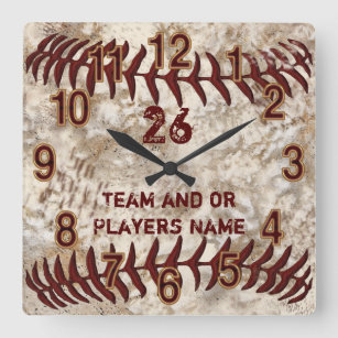 Team, Player's NAME, NUMBER Dirty Baseball Clocks