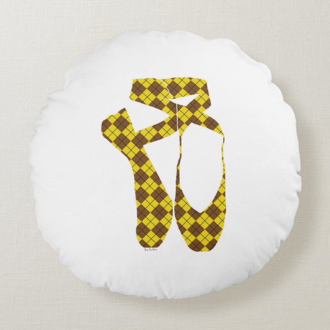 Team Pointe Ballet Argyle Round Pillow (Front)