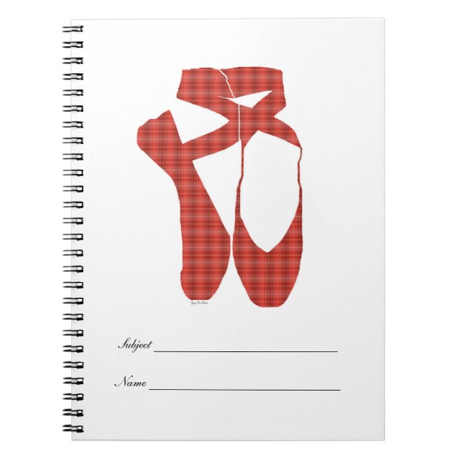 Team Pointe Ballet Red Tartan Notebook (Front)