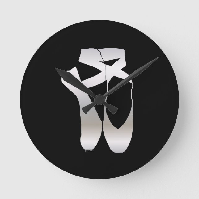 Team Pointe Ballet Silhouette Round Clock (Front)