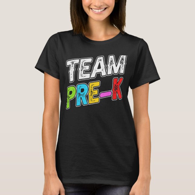 Team Pre K Activities Building Retro Old Student T-Shirt (Front)