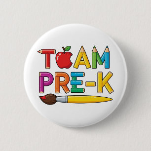 Team Pre-K Colorful School Button