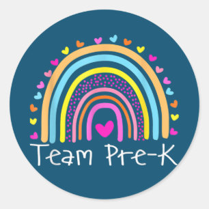 Team Pre K First Day Of School Preschool Teacher Classic Round Sticker