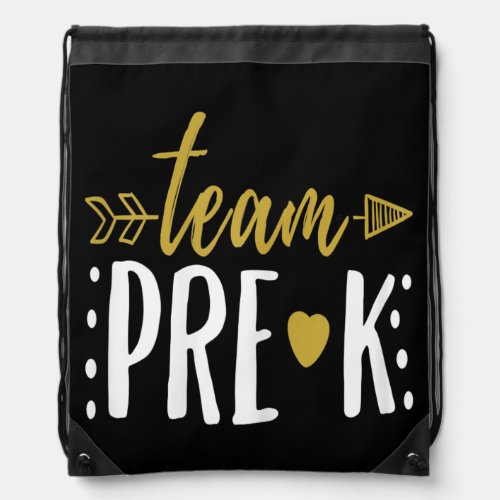 Team Pre K Preschool Teacher Student Arrow  Drawstring Bag