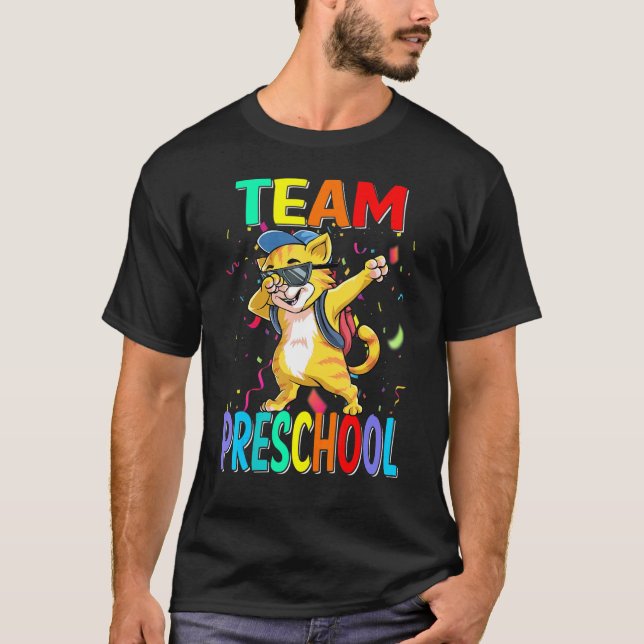 Team Preschool Cat Back To School T-Shirt (Front)