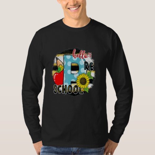 Team Preschool Hello Preschool Sunflower Back To S T-Shirt