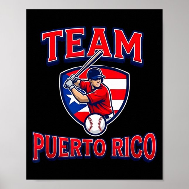 Team Puerto Rico Baseball Flag Patriotic  Poster (Front)