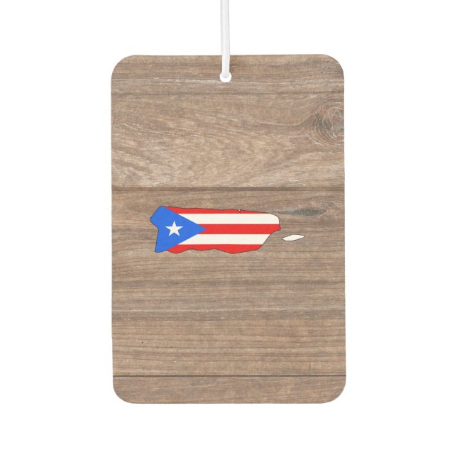 Team Puerto Rico Flag Map on Wood Air Freshener (Front)
